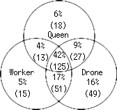 Venn diagram of proteins identified in adult honeybee hemolymph